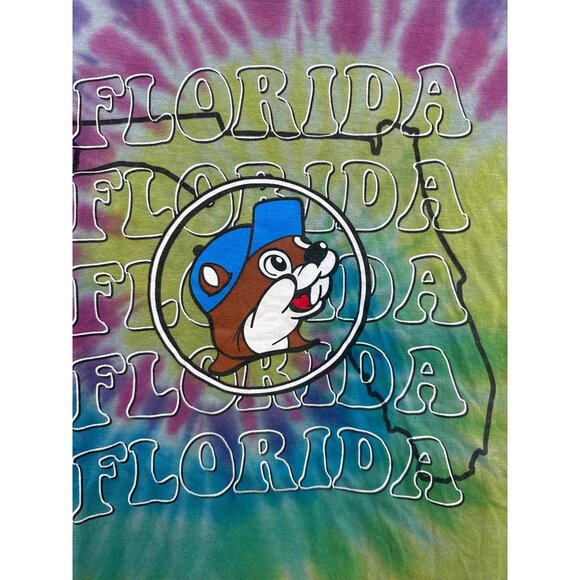 Buc-ees Tie-Dye Florida Graphic T-Shirt XL Cotton Unisex Colorful Spiral Design - Picture 2 of 5